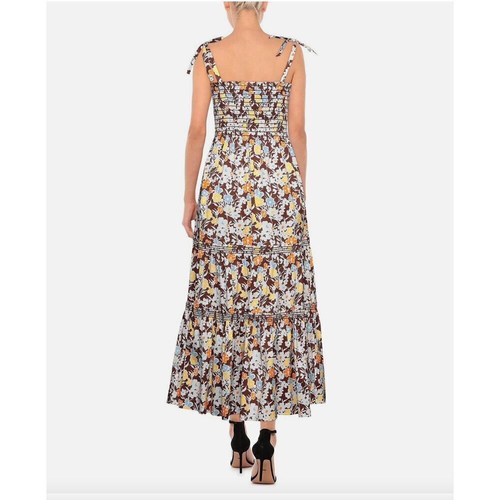 Tory Burch Floral Tie-Shoulder Smocked Sun Dress Reverie Size X Small - Picture 3 of 14